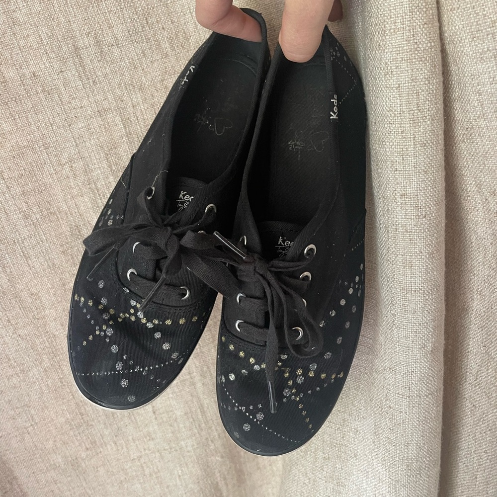 Taylor Swift Keds Black Canvas Sneakers with Cosmic Design